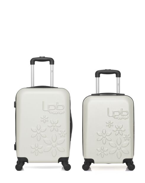 Lot de 2 valises en ABS Eleonor écrues - 55 x 35 x 21 cm