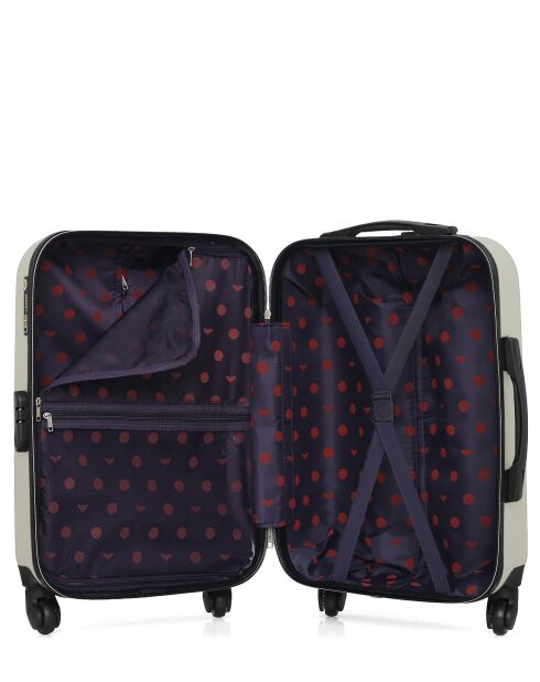 Lot de 2 valises en ABS Eleonor écrues - 55 x 35 x 21 cm