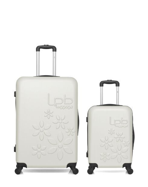 Lot de 2 valises en ABS Eleonor écrues - 75 x 47 x 29 cm