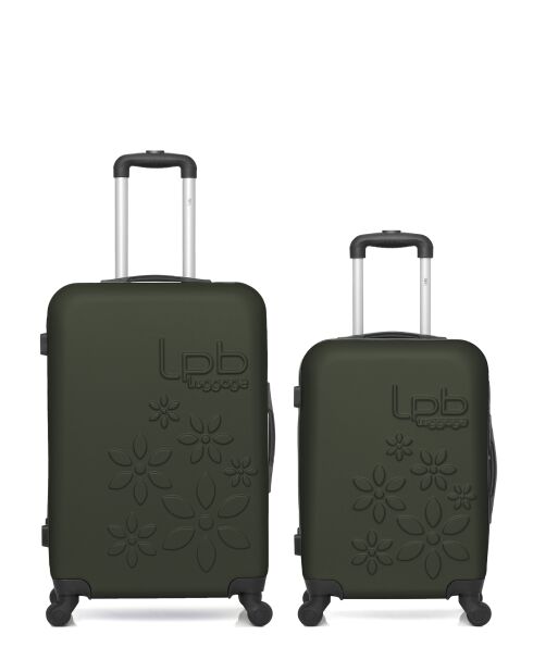 Lot de 2 valises en ABS Eleonor vert foncé - 65 x 41 x 26 cm