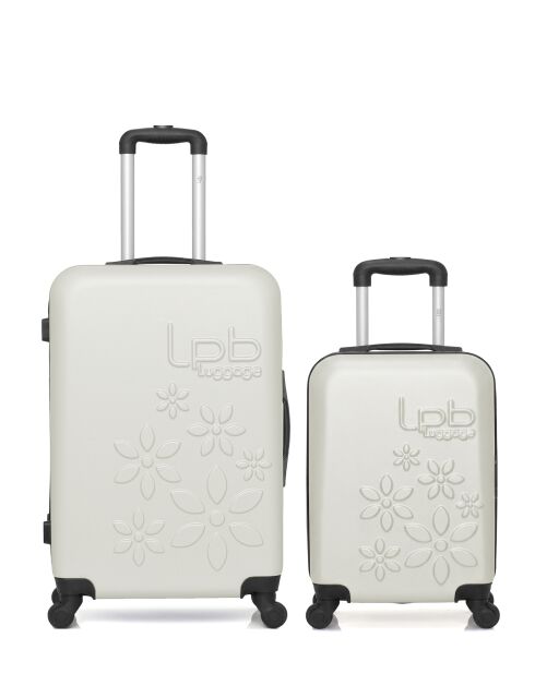 Lot de 2 valises en ABS Eleonor écrues - 65 x 41 x 26 cm