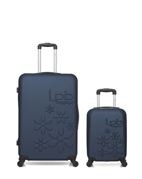 Lot de 2 valises en ABS Eleonor marine - 75 x 47 x 29 cm