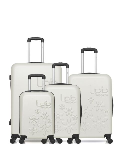 Lot de 4 valises en ABS Eleonor écrues - 75 x 47 x 29 cm