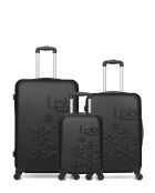 Set di 3 valigie Eleonor in ABS nere - 75 x 47 x 29 cm