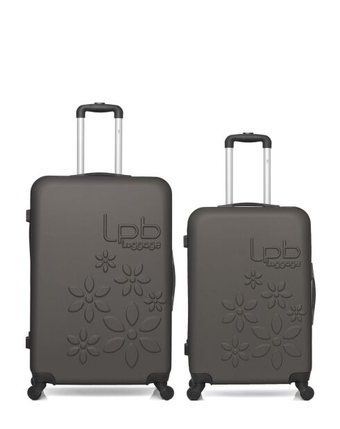 Lot de 2 valises en ABS Eleonor marron foncé - 75 x 47 x 29 cm