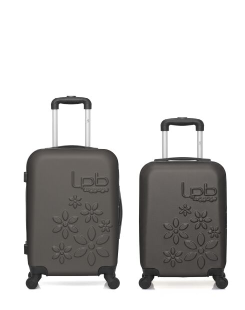 Lot de 2 valises en ABS Eleonor marron foncé - 55 x 35 x 21 cm