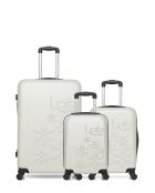 Lot de 3 valises en ABS Eleonor écrues - 75 x 47 x 29 cm
