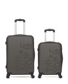 Lot de 2 valises en ABS Eleonor marron foncé - 65 x 41 x 26 cm