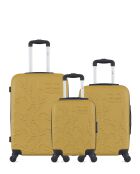 Lot de 3 valises en ABS Nais jaunes - 65 x 41 x 26 cm
