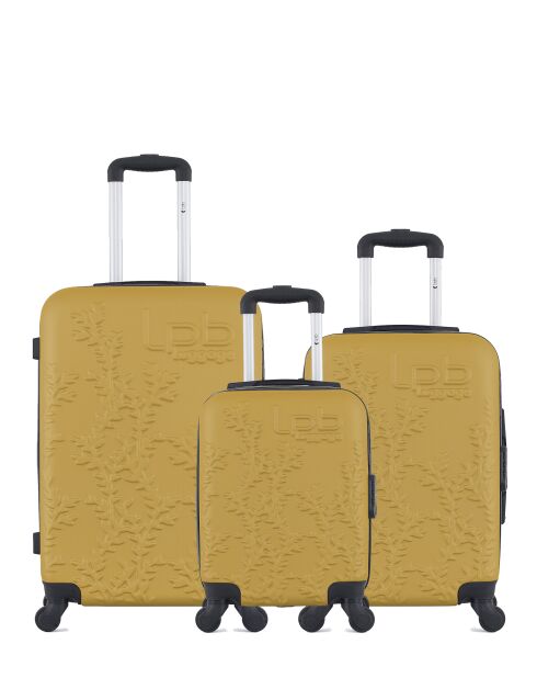 Lot de 3 valises en ABS Nais jaunes - 65 x 41 x 26 cm