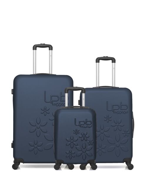 Lot de 3 valises en ABS Eleonor marine - 75 x 47 x 29 cm