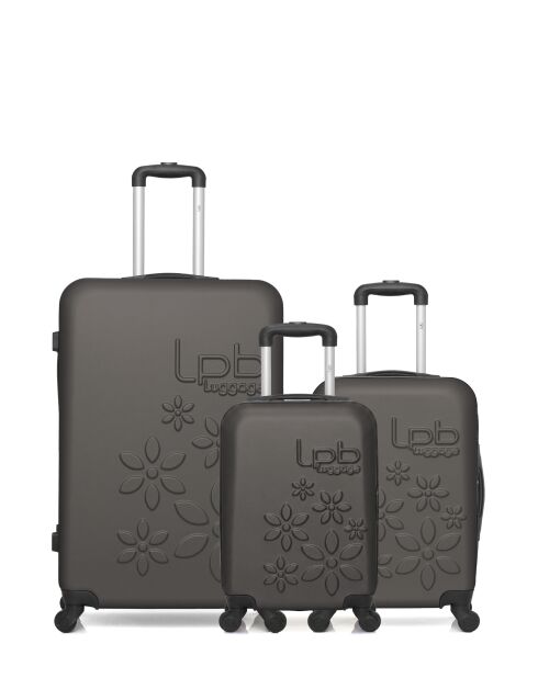 Lot de 3 valises en ABS Eleonor marron foncé - 75 x 47 x 29 cm