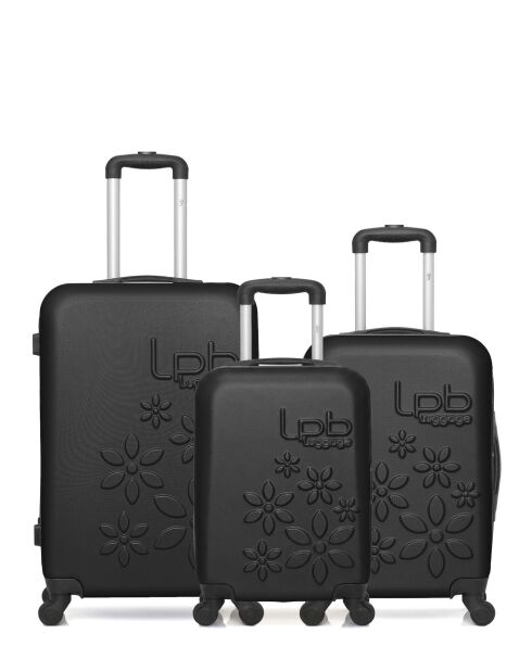 Lot de 3 valises en ABS Eleonor noires - 65 x 41 x 26 cm