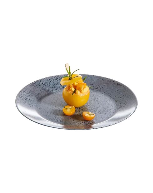 Lot de 6 assiettes plates en verre Slate noir - D.25 cm