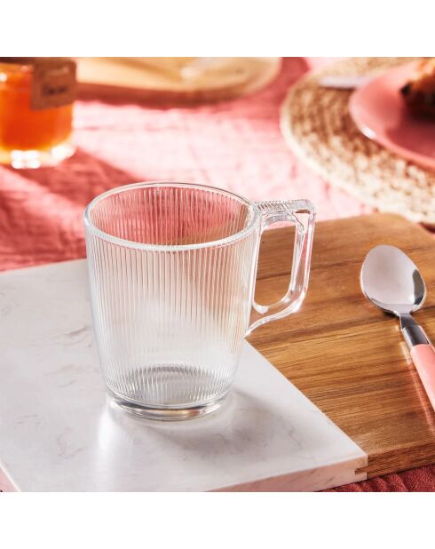 Lot de 6 mugs en verre Stripy transparent - 25 cl