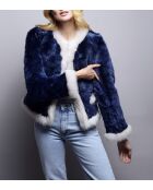 Iga Tosc saga blauwe jas van schapenvacht