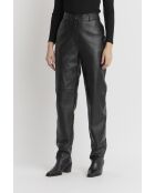 Hemis Waxy zwarte leren broek