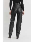 Hemis Waxy zwarte leren broek