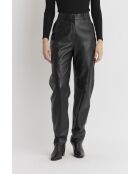 Hemis Waxy zwarte leren broek
