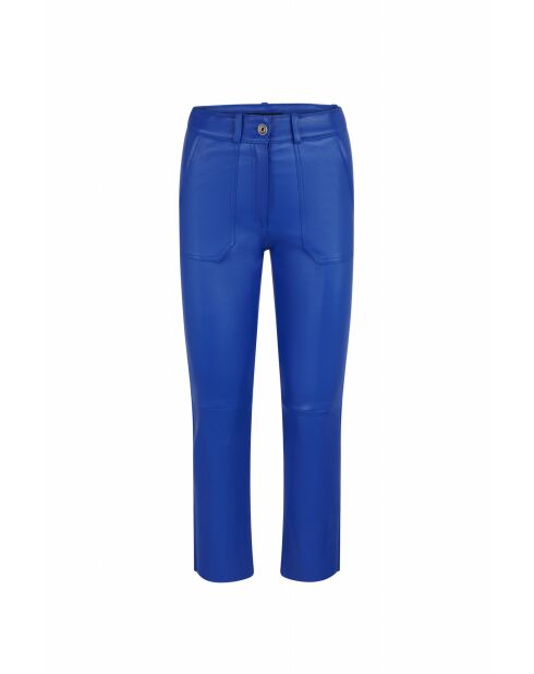 Hypnos blauwe gebreide leren broek