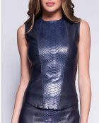 Top de piel Zita Pyt azul marino