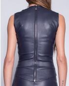 Top de piel Zita Pyt azul marino