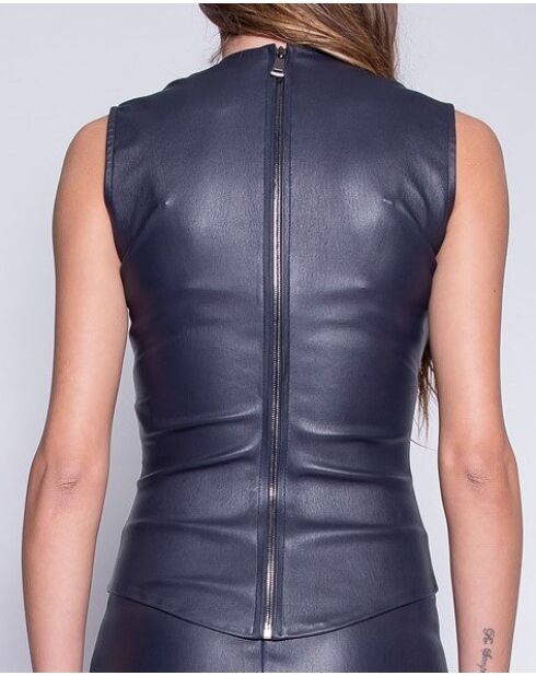 Top de piel Zita Pyt azul marino