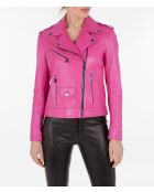 Cleopheff Waxy leren jack met bloemenprint