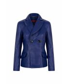 Hecate Waxy blauwe gebreide leren jas
