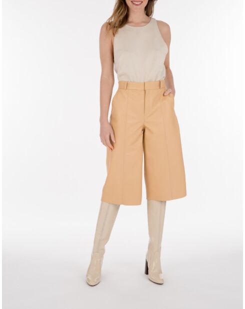 Mili Waxy vanille leren broek