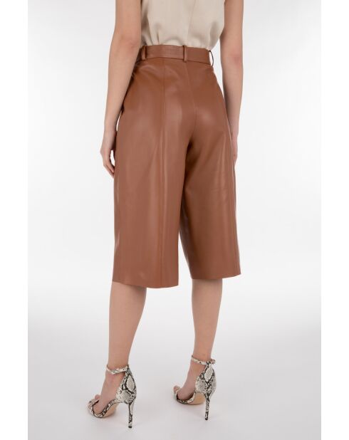 Mili Waxy camel leren broek