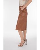 Mili Waxy camel leren broek