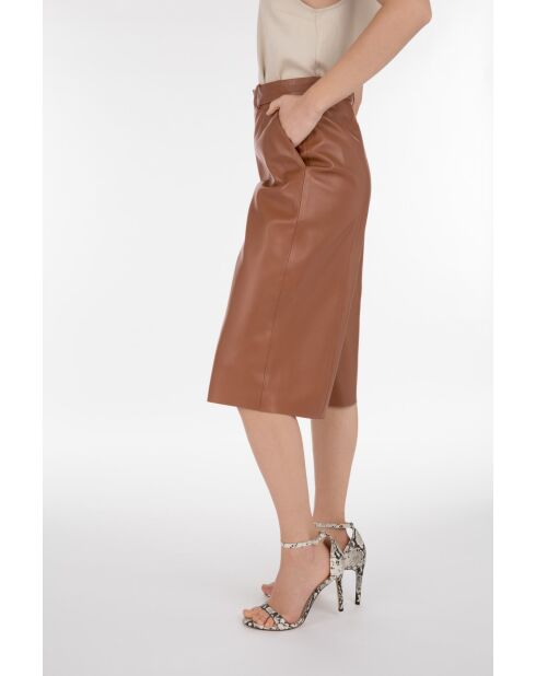 Mili Waxy camel leren broek