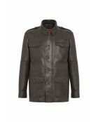 Bruine leren jas Victor Waxy