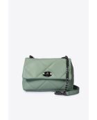 Borsa a tracolla Siella in pelle di vitello pieno fiore verde menta - 26 x 18 x 7 cm
