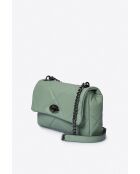 Borsa a tracolla Siella in pelle di vitello pieno fiore verde menta - 26 x 18 x 7 cm