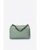 Borsa a tracolla Siella in pelle di vitello pieno fiore verde menta - 26 x 18 x 7 cm