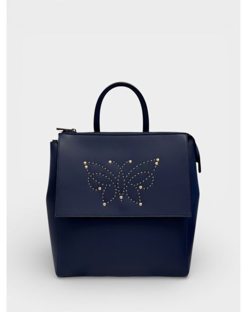 Zaino Consuelo in pelle di vitello liscia blu - 34 x 30 x 12 cm