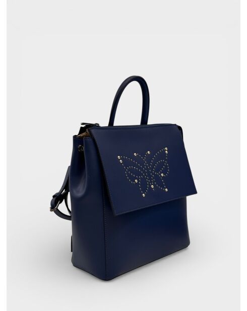 Zaino Consuelo in pelle di vitello liscia blu - 34 x 30 x 12 cm