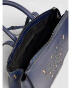 Zaino Consuelo in pelle di vitello liscia blu - 34 x 30 x 12 cm