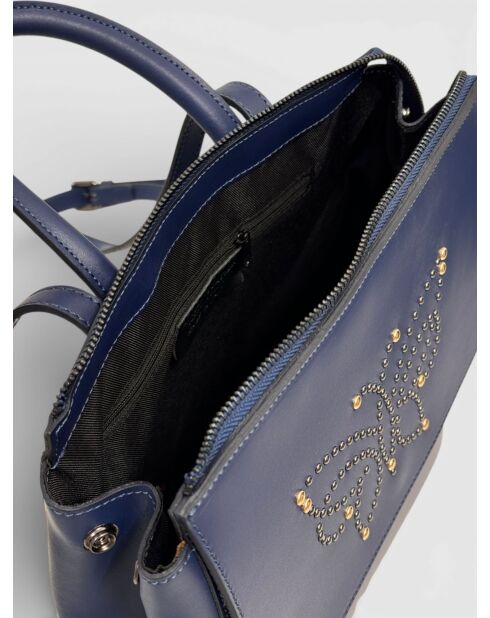 Zaino Consuelo in pelle di vitello liscia blu - 34 x 30 x 12 cm
