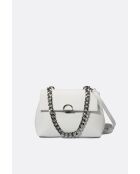 Fania schoudertas van wit generfd leer - 34 x 22 x 10 cm