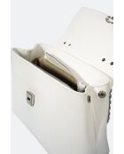 Fania schoudertas van wit generfd leer - 34 x 22 x 10 cm