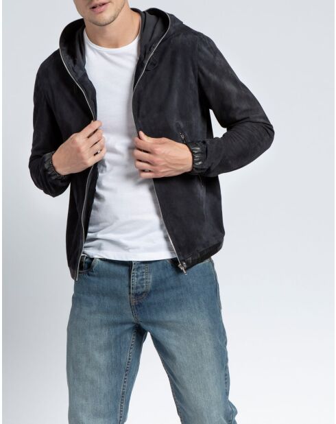 Fluwelen jack Paulo marineblauw