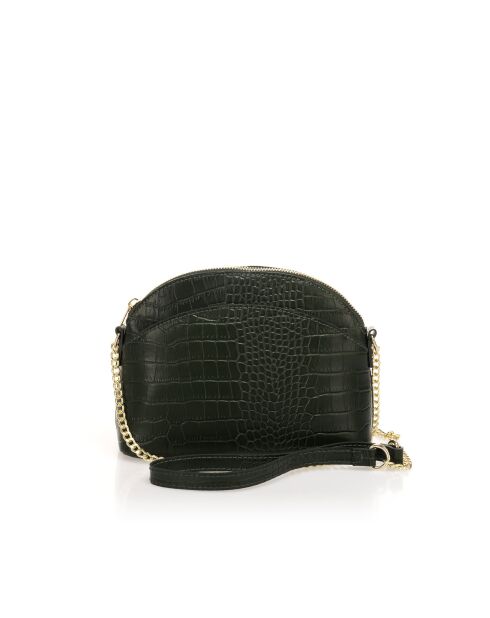Sac bandoulière en cuir de veau façon croco Vian vert - 23 x 18 x 8 cm