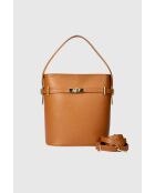 Bolso Myrto de piel de becerro granulada en coñac - 30 x 27 x 16 cm