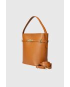 Bolso Myrto de piel de becerro granulada en coñac - 30 x 27 x 16 cm
