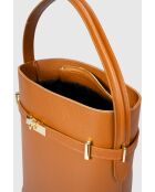 Bolso Myrto de piel de becerro granulada en coñac - 30 x 27 x 16 cm