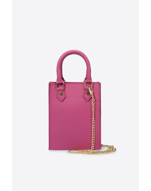 Sac à main en cuir grainé Nova fuchsia - 14.5 x 18.5 x 5.5 cm