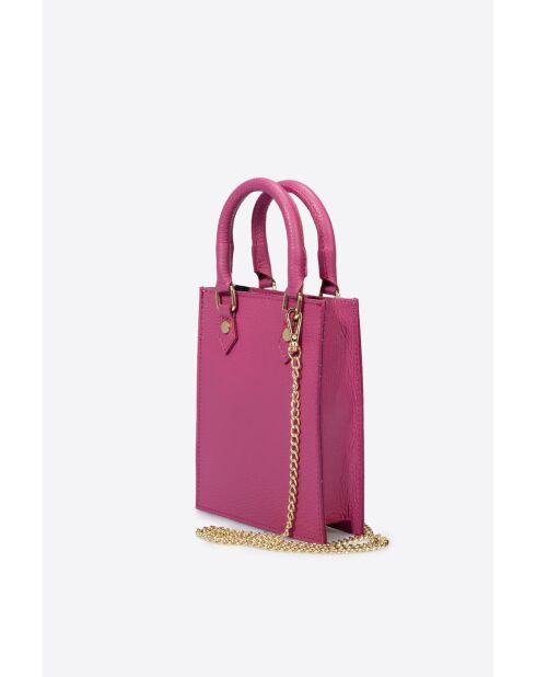 Sac à main en cuir grainé Nova fuchsia - 14.5 x 18.5 x 5.5 cm